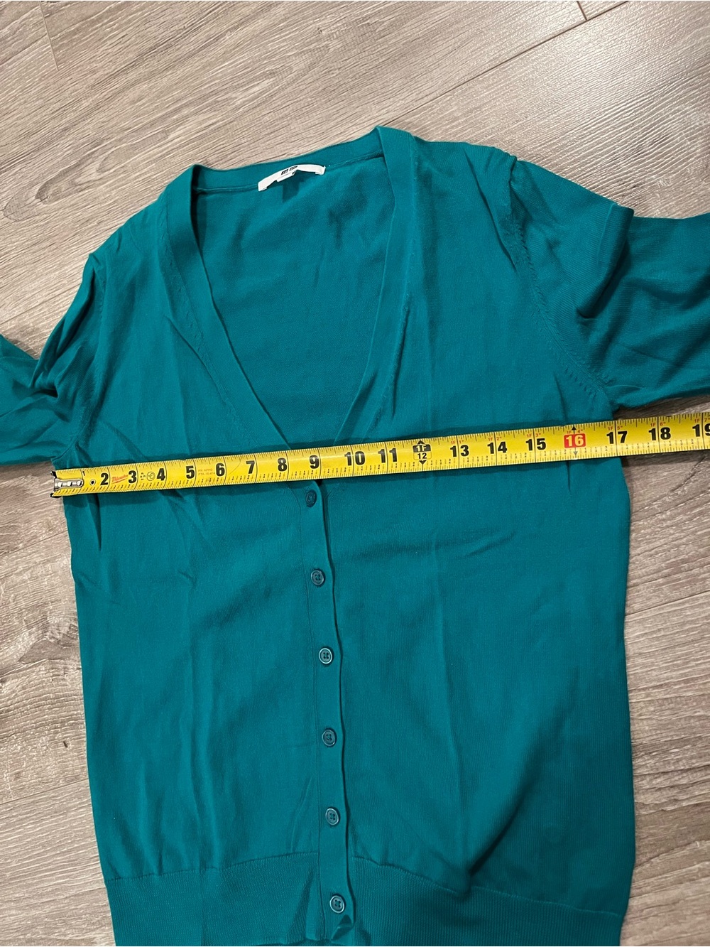 Uniqlo 100% cotton knit Teal V-Neck Button Cardigan Sweater. Womens small-medium - Picture 3 of 11